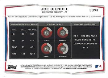 2014 Bowman Chrome - Prospects #BCP41 Joe Wendle Back