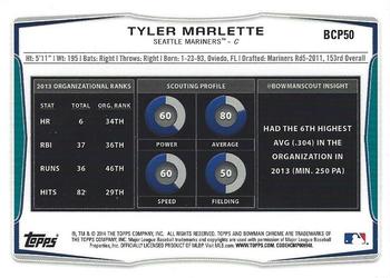 2014 Bowman Chrome - Prospects #BCP50 Tyler Marlette Back
