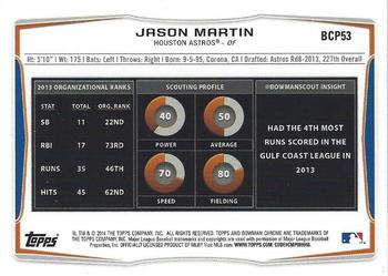 2014 Bowman Chrome - Prospects #BCP53 Jason Martin Back