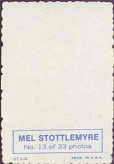 1969 Topps - Deckle #13 Mel Stottlemyre Back