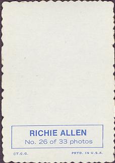 1969 Topps - Deckle #26 Richie Allen Back