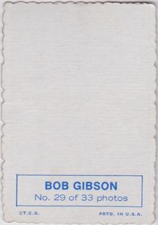 1969 Topps - Deckle #29 Bob Gibson   Back