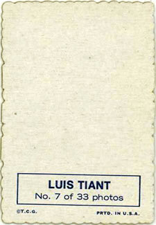 1969 Topps - Deckle #7 Luis Tiant   Back