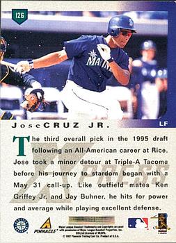 1997 Pinnacle X-Press #126 Jose Cruz Jr. Back