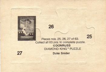 1984 Donruss - Duke Snider Puzzle #25-27 Duke Snider Back