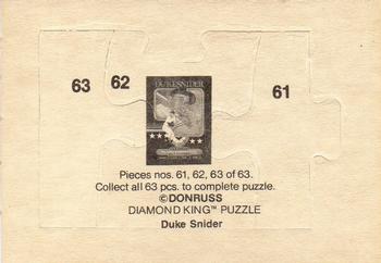 1984 Donruss - Duke Snider Puzzle #61-63 Duke Snider Back