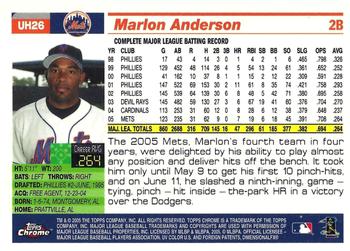 2005 Topps Chrome Updates & Highlights #UH26 Marlon Anderson Back