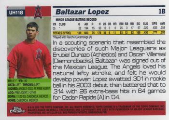 2005 Topps Chrome Updates & Highlights #UH118 Baltazar Lopez Back