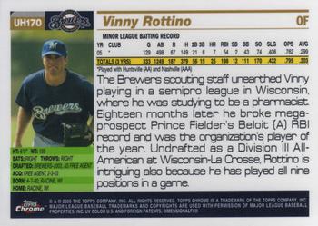 2005 Topps Chrome Updates & Highlights #UH170 Vinny Rottino Back
