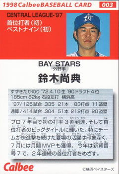 1998 Calbee #003 Takanori Suzuki Back