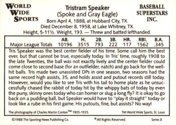1988 Conlon World Wide Sports Series 3 #NNO Tris Speaker Back