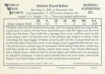 1988 Conlon World Wide Sports Series 5 #NNO Del Baker Back