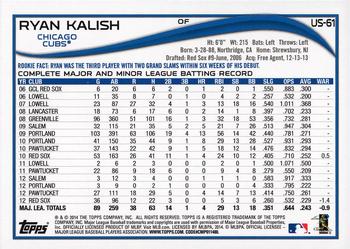 2014 Topps Update - Red Foil #US-61 Ryan Kalish Back