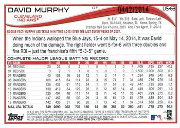 2014 Topps Update - Gold #US-63 David Murphy Back