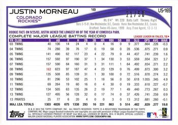 2014 Topps Update - Pink #US-165 Justin Morneau Back