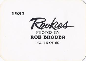 1987 Broder Rookies (unlicensed) #16 Bruce Ruffin Back