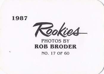 1987 Broder Rookies (unlicensed) #17 Bobby Thigpen Back