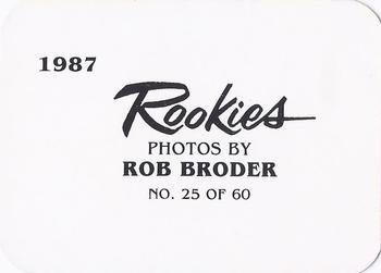 1987 Broder Rookies (unlicensed) #25 Mickey Brantley Back