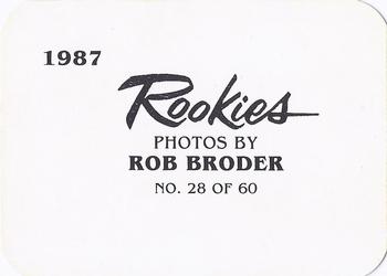 1987 Broder Rookies (unlicensed) #28 Jeff Hearron Back