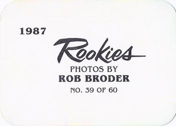 1987 Broder Rookies (unlicensed) #39 Tom Funk Back