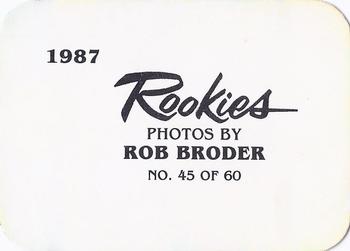 1987 Broder Rookies (unlicensed) #45 Greg Mathews Back
