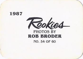 1987 Broder Rookies (unlicensed) #54 Robby Thompson Back