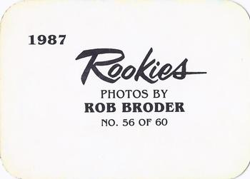 1987 Broder Rookies (unlicensed) #56 Tony Walker Back