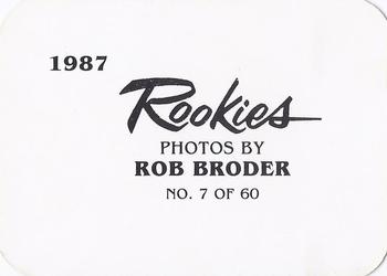 1987 Broder Rookies (unlicensed) #7 Bob Tewksbury Back