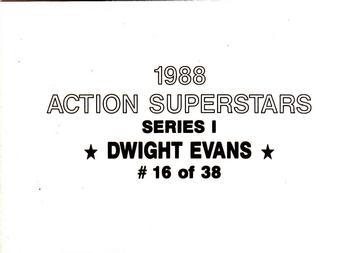 1988 Action Superstars (38 cards, unlicensed) #16 Dwight Evans Back