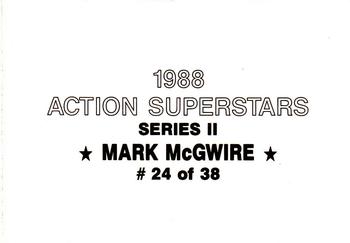 1988 Action Superstars (38 cards, unlicensed) #24 Mark McGwire Back