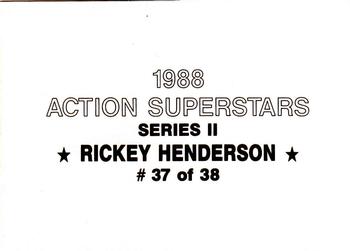 1988 Action Superstars (38 cards, unlicensed) #37 Rickey Henderson Back