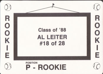 1988 Class of '88 (unlicensed) #18 Al Leiter Back
