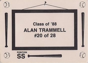 1988 Class of '88 (unlicensed) #20 Alan Trammell Back