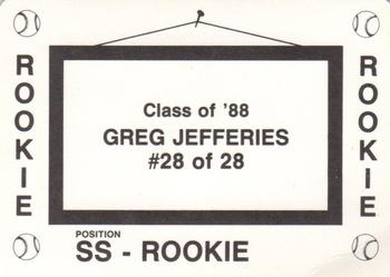 1988 Class of '88 (unlicensed) #28 Gregg Jefferies Back