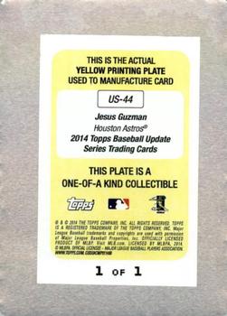 2014 Topps Update - Printing Plates Yellow #US-44 Jesus Guzman Back