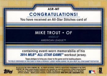 2014 Topps Update - All-Star Stitches #ASR-MT Mike Trout Back