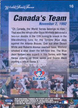 1998 Sports Illustrated World Series Fever #16 1992 World Series Back