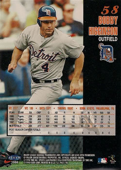 1998 Sports Illustrated World Series Fever #58 Bobby Higginson Back