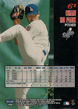 1998 Sports Illustrated World Series Fever #61 Chan Ho Park Back