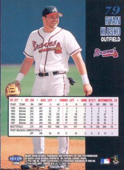 1998 Sports Illustrated World Series Fever #79 Ryan Klesko Back