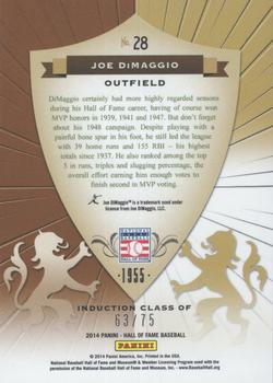 2014 Panini Hall of Fame 75th Year Anniversary - Crusades Red #28 Joe DiMaggio Back