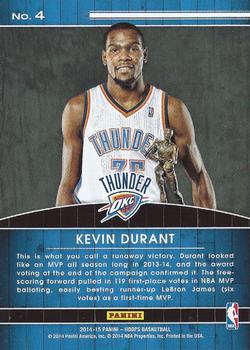 2014-15 Hoops - High Honors #4 Kevin Durant Back
