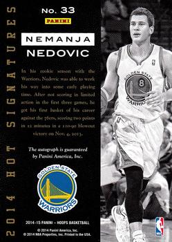 2014-15 Hoops - Hot Signatures #33 Nemanja Nedovic Back