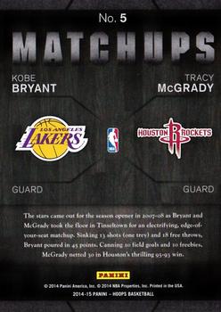 2014-15 Hoops - Matchups #5 Kobe Bryant / Tracy McGrady Back