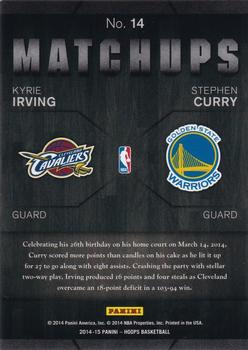 2014-15 Hoops - Matchups Artist's Proof #14 Kyrie Irving / Stephen Curry Back