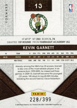 2009-10 Panini Timeless Treasures #13 Kevin Garnett Back