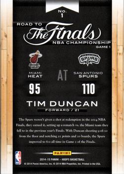 2014-15 Hoops - Road to the Finals NBA Championship #1 Tim Duncan Back