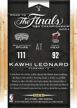 2014-15 Hoops - Road to the Finals NBA Championship #3 Kawhi Leonard Back