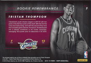 2014-15 Hoops - Rookie Remembrance #7 Tristan Thompson Back