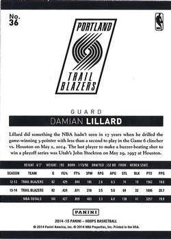 2014-15 Hoops - Gold #36 Damian Lillard Back